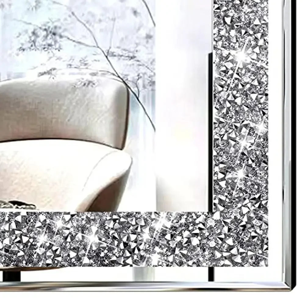 Crystal Decor Wall Mirrors Set Silver Crush Diamond