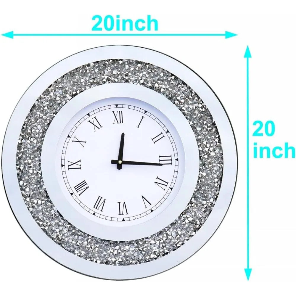 Crystal Sparkling Diamond Mirror Large Wall Clock - Eclectic Goods Galore