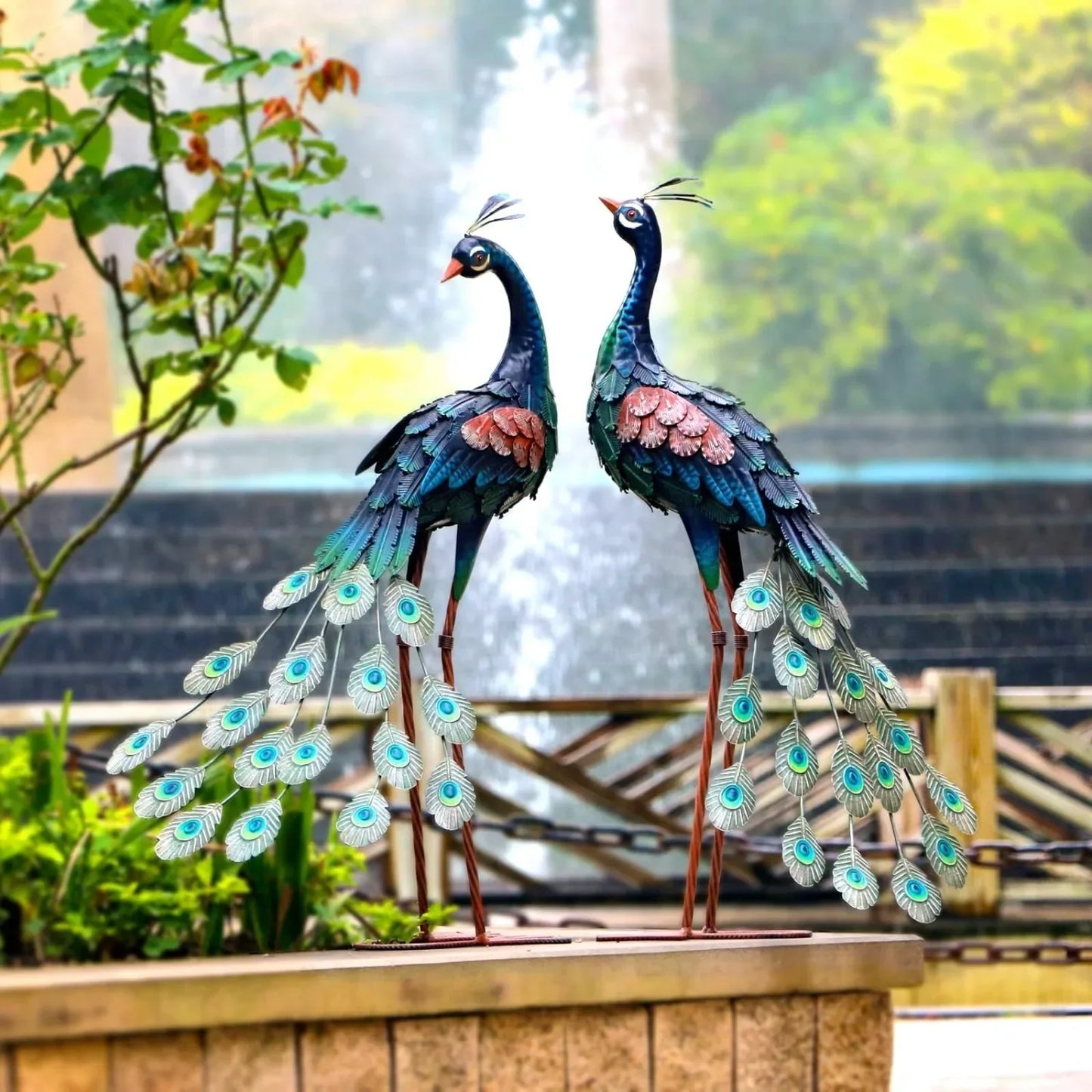 US  Outdoor Statues, Metal Peacock Decor for Outside, Garden Art Sculptures StandingPatio Yard Lawn Home - Eclectic Goods Galore