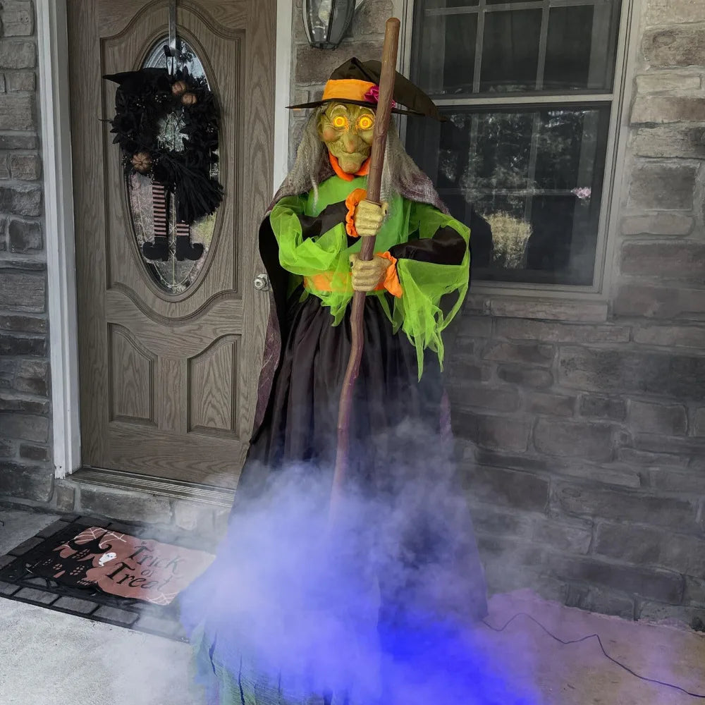 Halloween Outdoor Tall Cauldron Witch Motion-Activated Spooky Halloween Animatronic Plug-in Talking  Prop for Indoor or Covered - Eclectic Goods Galore