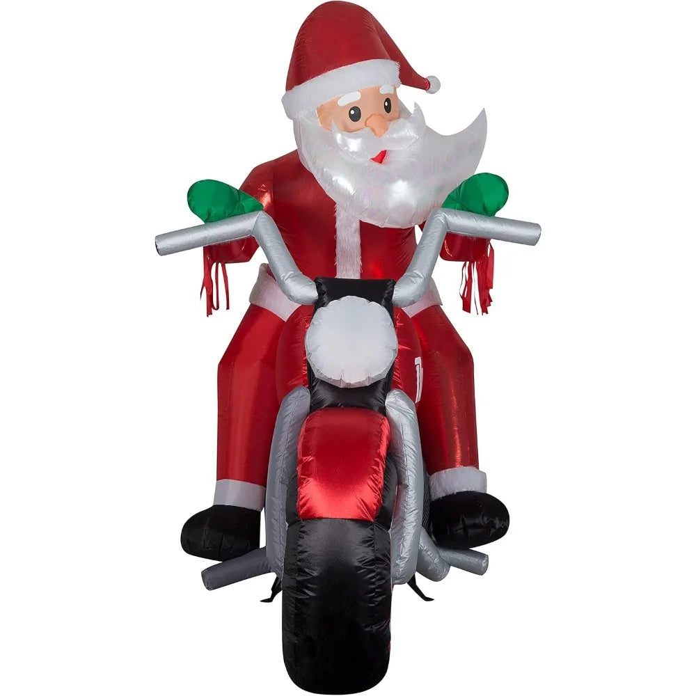 Christmas Airblown Inflatable Inflatable Luxe Santa on Christmas Motorcycle, 5.5 ft Tall, red