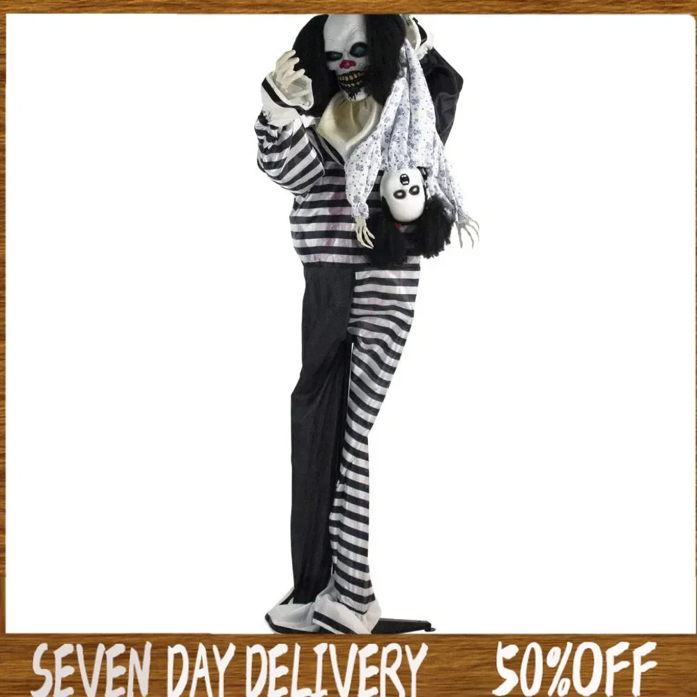 Halloween Outdoor Decorations Black and White  Clown Animatronic - Eclectic Goods Galore