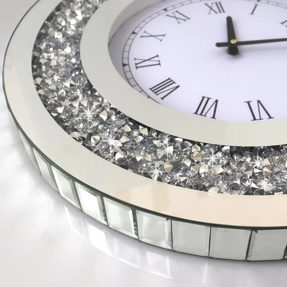 Crystal Sparkling Diamond Mirror Large Wall Clock - Eclectic Goods Galore