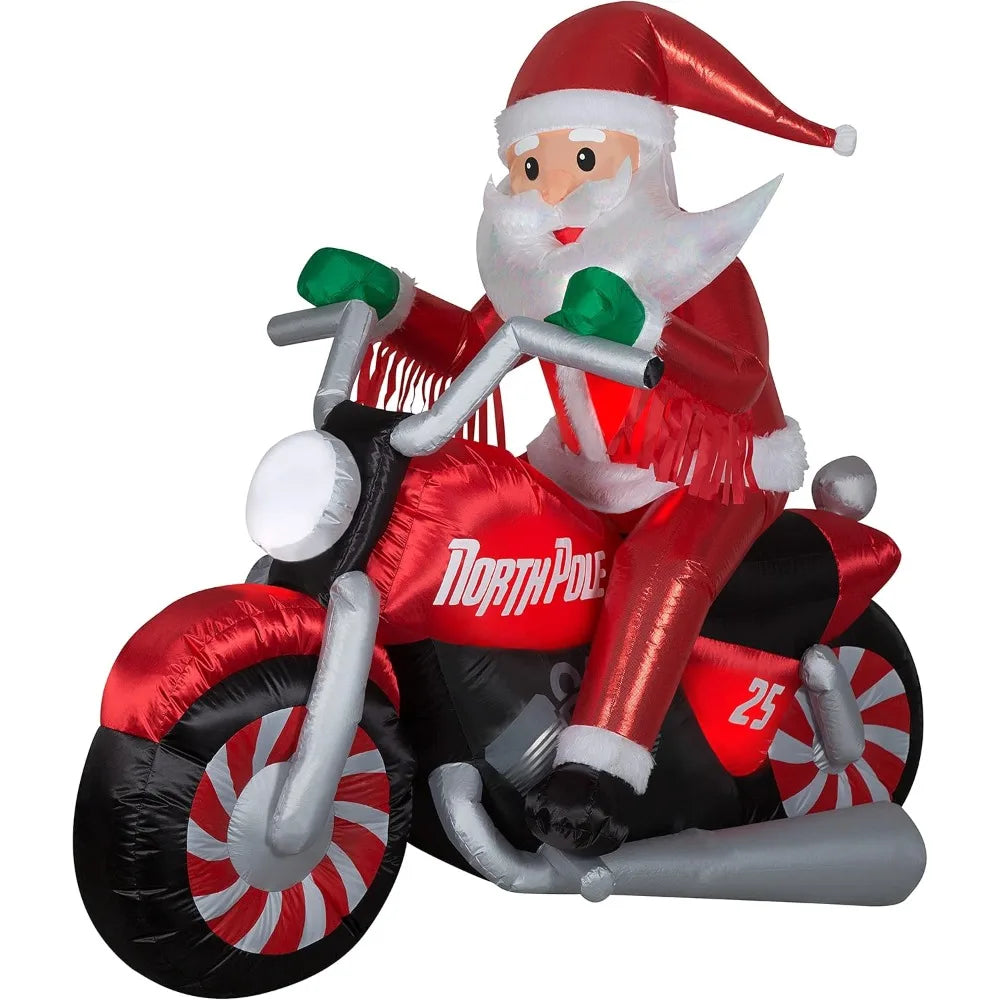 Christmas Airblown Inflatable Inflatable Luxe Santa on Christmas Motorcycle, 5.5 ft Tall, red