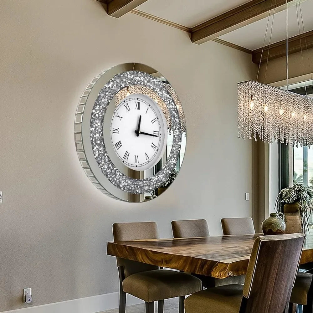 Crystal Sparkling Diamond Mirror Large Wall Clock - Eclectic Goods Galore