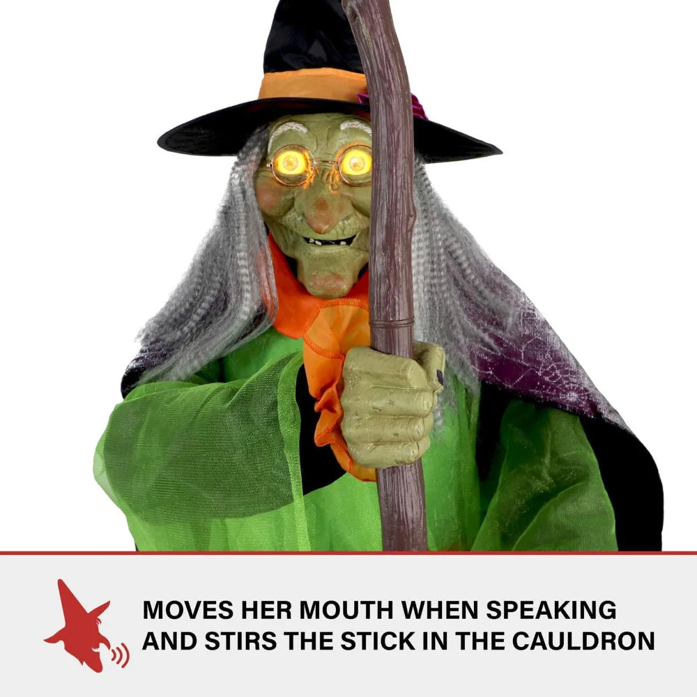 Halloween Outdoor Tall Cauldron Witch Motion-Activated Spooky Halloween Animatronic Plug-in Talking  Prop for Indoor or Covered - Eclectic Goods Galore