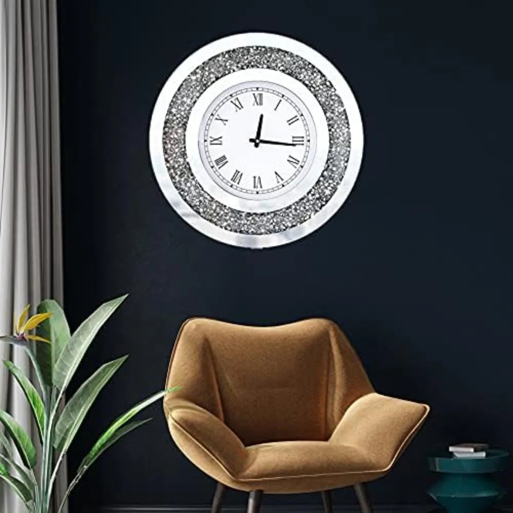 Crystal Sparkling Diamond Mirror Large Wall Clock - Eclectic Goods Galore