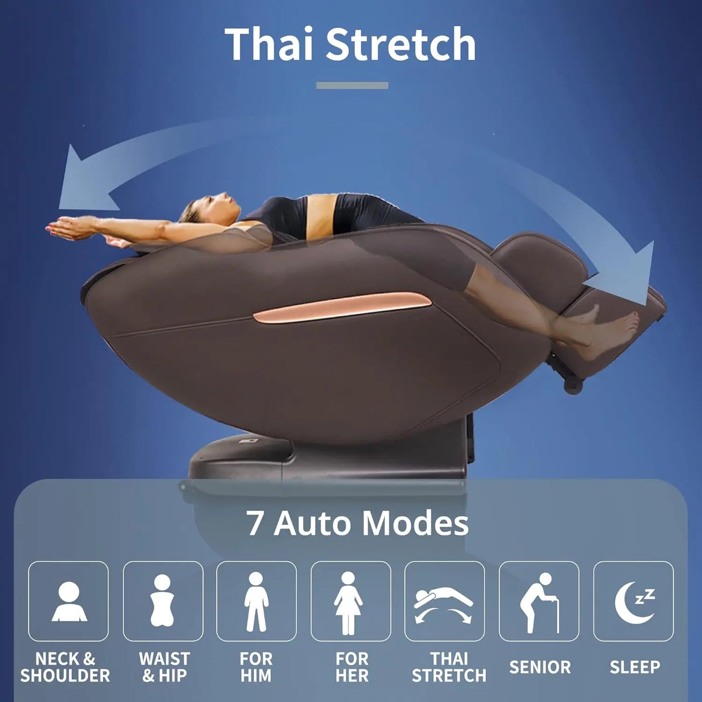 Massage Chair Recliner with Smart Acupoint Scanning, Thai Stretch, Zero Gravity, Blue