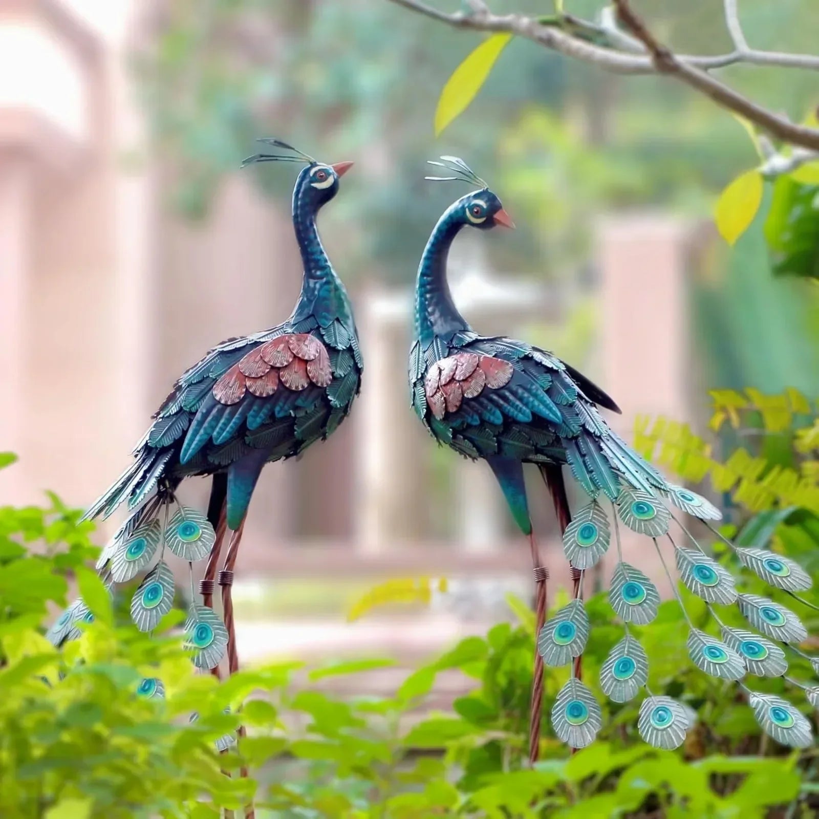 US  Outdoor Statues, Metal Peacock Decor for Outside, Garden Art Sculptures StandingPatio Yard Lawn Home - Eclectic Goods Galore