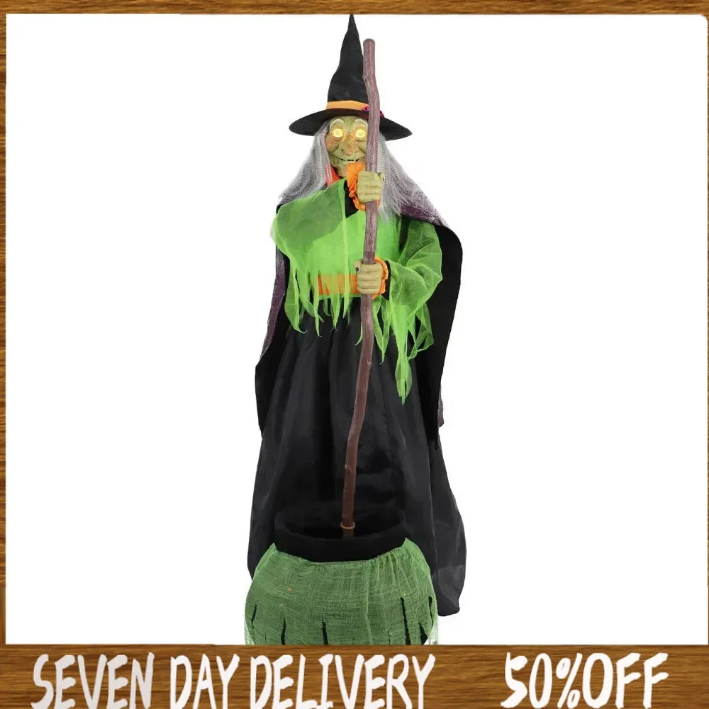 Halloween Outdoor Tall Cauldron Witch Motion-Activated Spooky Halloween Animatronic Plug-in Talking  Prop for Indoor or Covered - Eclectic Goods Galore