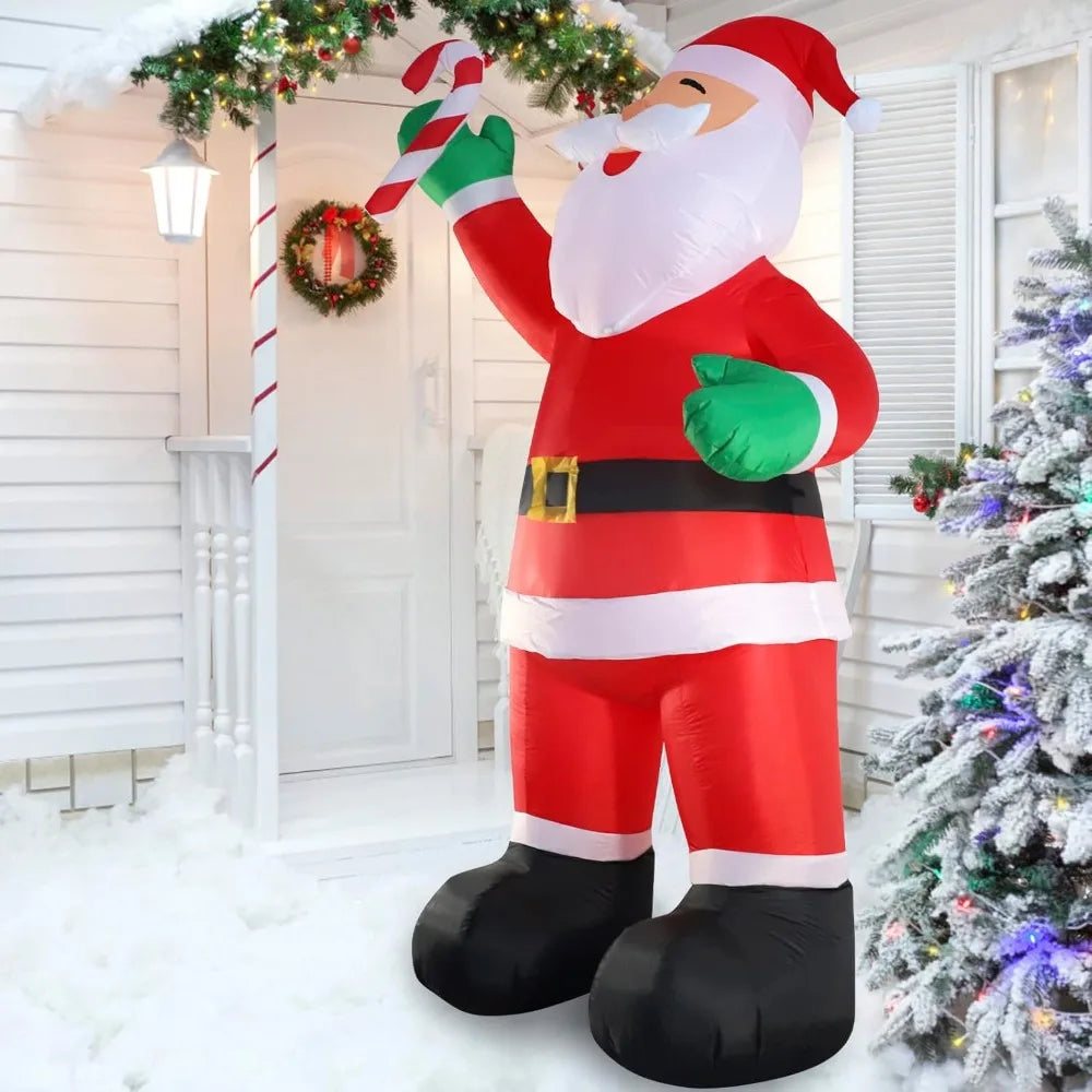 10ft Inflatable Christmas Decorations, Christmas Santa Claus with Candy with LED Light