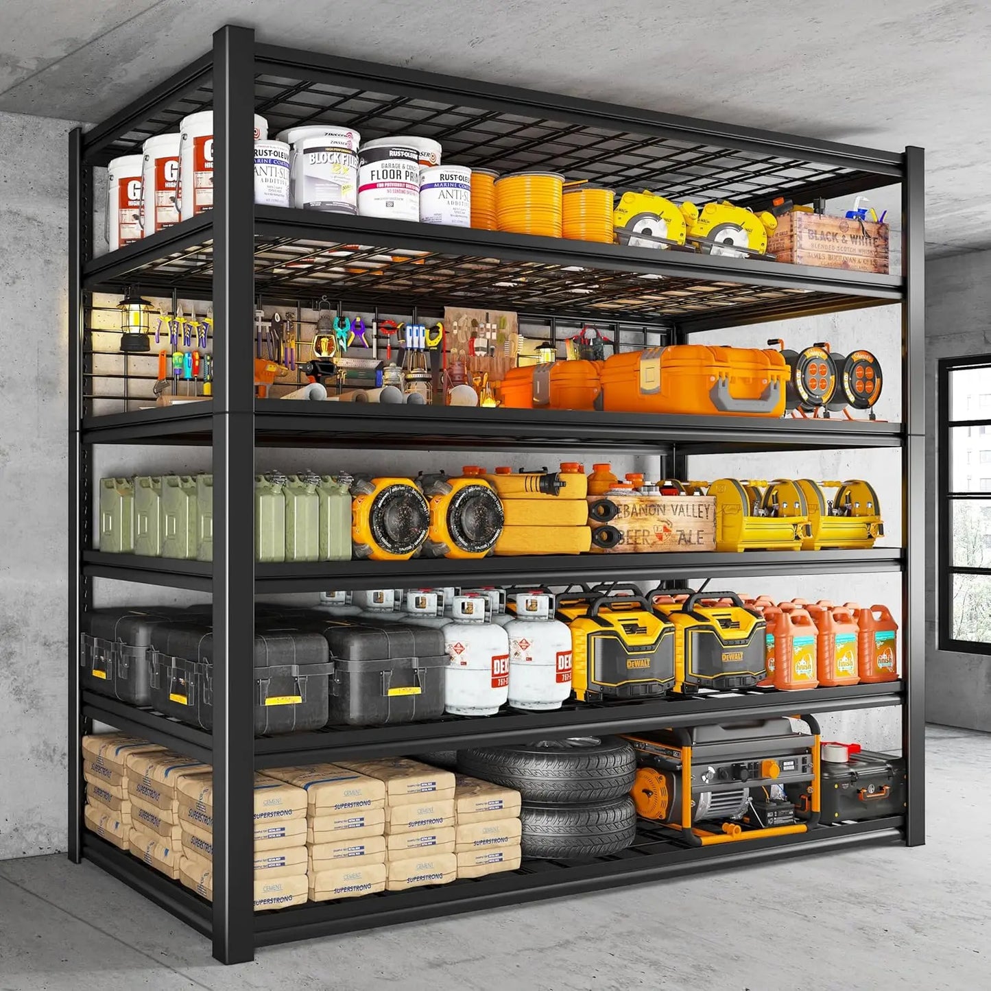 84" H Garage Shelving, 6-Tier Garage Storage Shelves Heavy Duty Shelving Loads 3500LBS, 48" W